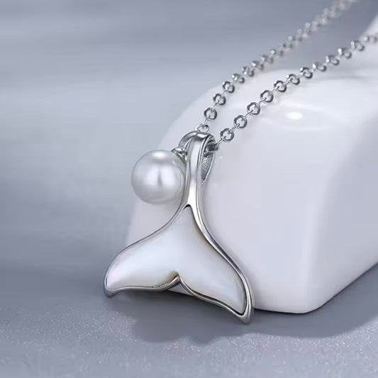 Sea-Safe™ Silver Opal Whale Tail Necklace