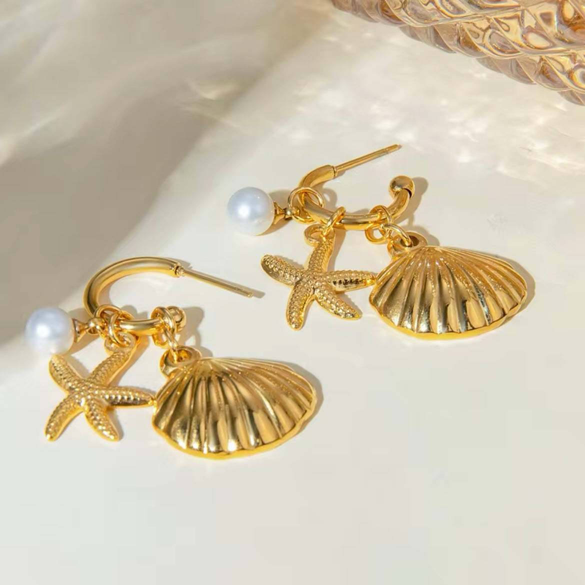 Sea-Safe™ Gold Oceanic Treasure Studs