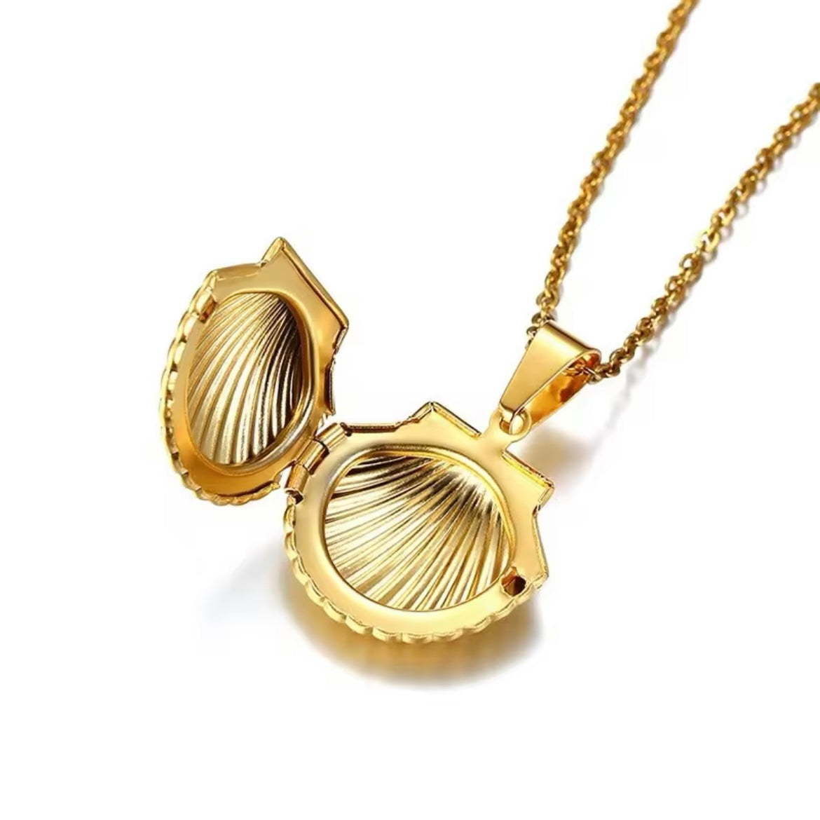 Sea-Safe™ Gold Sea Shell Locket Necklace