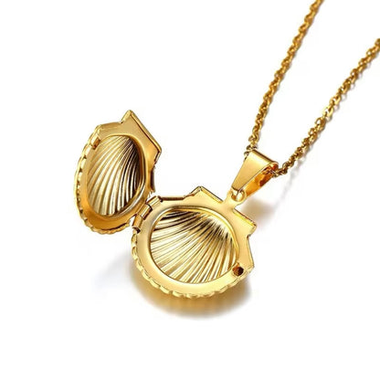 Sea-Safe™ Gold Sea Shell Locket Necklace