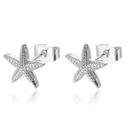 Sea-Safe™ Silver Starfish Studs